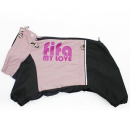 Дождевик Мерси пыльная роза с черным на тонкой подкладке (девочка) -  Одежда для собак -   Размер одежды L1  