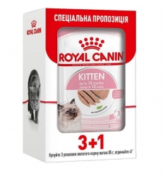 АКЦИЯ Royal Canin Kitten Loaf pouch Влажный корм для кошек с домашней птицей 3+1 до 85 г -  Влажный корм для котов -   Класс: Супер-Премиум  