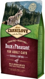 Carnilove Cat Hairball Control с уткой и фазаном сухой корм для кошек для выведения шерсти 2 кг -  Сухой корм для кошек -   Потребность: Выведения шерсти  