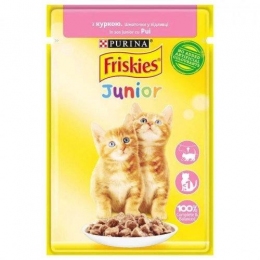 Purina Friskies Junior Вологий корм для кошенят з курятиною желе 85г -  Консерви для котів Friskies 