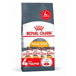 АКЦИЯ Royal Canin Hair Skin Care с проблемной шерстью набор корму для кошек 2 кг + 4 паучи -  Корм Роял Канин для кошек 