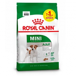 АКЦИЯ Royal Canin Mini Adult сухой корм для собак мелких пород старше 10 месяцев 7+1 кг -  Сухой корм для собак -   Вес упаковки: 5,01 - 9,99 кг  