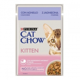 Cat Chow консервы для котят ягненок и цуккини в соусе 85г -  Влажный корм для котов -  Ингредиент: Ягненок 