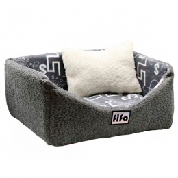 Лежак Бостон мебельная ткань велсофт дымчатый, 52х44х25 см - Домики и лежаки для собак