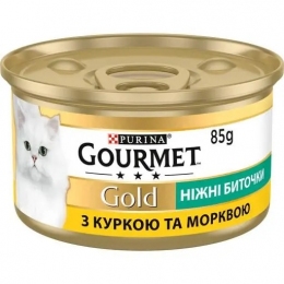 АКЦИЯ Gourmet нежные биточки влажный корм с курицей и морковью для кошек 85 гр -  Акции Gourmet Gold   