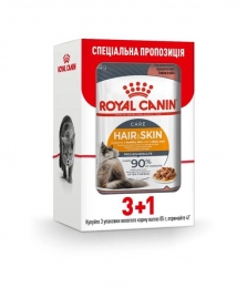 АКЦИЯ Royal Canin FCN HAIR & SKIN CARE CIG Влажный корм для кошек из домашней птицы 3+1 по 85 г -  Акции -    
