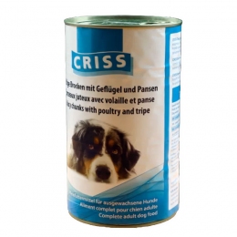 Criss консервы для собак сочные куски птицы и рубец 1240гр 2017/010552 -  Влажный корм для собак - Criss     
