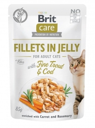 Brit Care Cat pouch треска и форель в желе беззерновой влажный корм для котов 85 г -  Влажный корм для котов -   Вес консервов: До 500 г  