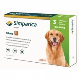 Симпарика жевательные таблетки для собак 80мг 20-40кг -  Средства от блох и клещей для собак Simparika     