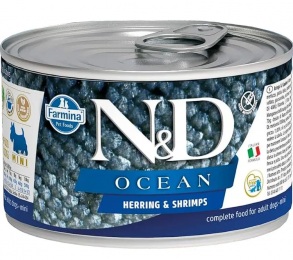Влажный корм Farmina N&D Grain Free Ocean Herring & Shrimp Adult Mini для собак малых пород, с селедкой, треской, тунцом и креветками, 140 г - Similar products