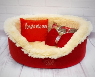 Бристоль лежак для животных 40х50 см Amore mio Cane Red/cream - Лежанки и домики для котов и кошек