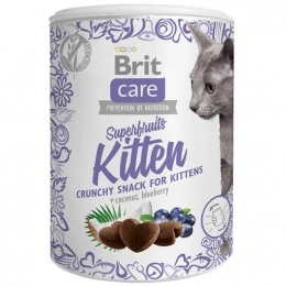 Лакомство Brit Care Cat Snack Superfruits Kitten для котят с курицей, кокосом и черникой 100 гр. -  Лакомства для кошек - Brit   