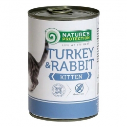 Nature's Protection Cat Kitten Turkey&Rabbit  индюк и крольчатина  Консервированный корм для котят 400гр - 