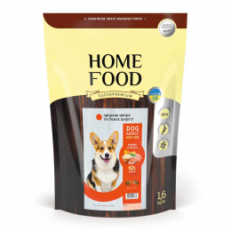 Home Food  dog adult medium индейка и лосось корм для собак здоровая кожа и блеск шерсти 1,6кг  -  Сухой корм для собак - Home Food   