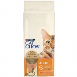 Cat Chow Adult сухий корм для котів із качкою -  Корм для виведення вовни - Cat Chow   