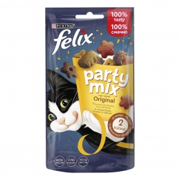 Ласощі Purina Felix Party Mix Original М'ясний мікс 60гр -  Ласощі для кішок -   Смак М'я́со  