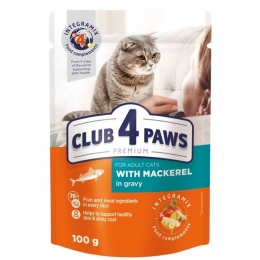 Club 4 Paws Premium макрель в соусе для кошек 100 г Акция -25% -  Акция Сlub4Paws - Club 4 Paws     