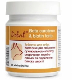 Dolfos Dolvit Beta carotene & biotin forte mini Долфос БетаКаротин и биотин форте для собак мини 90 тб. - Пищевые добавки и витамины для собак