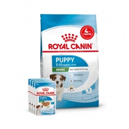 АКЦИЯ Royal Canin Mini Puppy набор корма для щенков 2 кг + 4 паучи -  Сухой корм для щенков 