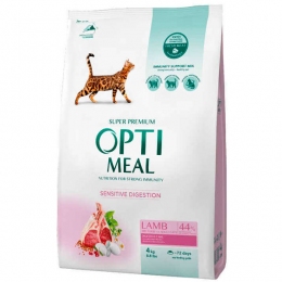 OptiMeal Lamb Sensitive Digestion Cat Сухой корм для кошек с чувствительным пищеварением с ягнёнком -  Сухой корм для кошек -   Вес упаковки: 1,01-4,99 кг  