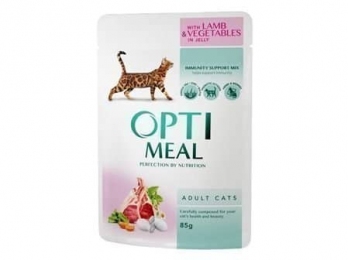 Optimeal Влажный корм для кошек с ягненком в желе 85г 12 шт -  Оptimeal консервы для кошек 