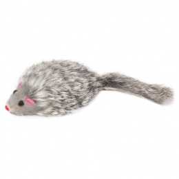 Мышь натуральная серая с погремушкой 6 см М003NG -  Игрушки для кошек -   Вид: Мышки  