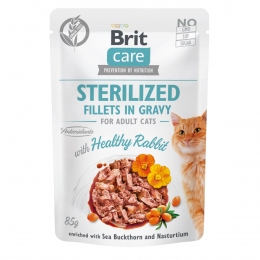 АКЦИЯ Brit Care Cat Pouch Филе кролика в соусе для стерилизованных котов 85 г - 