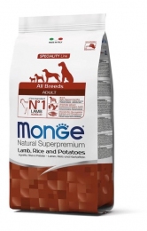 Monge dog all breeds adult Rice & Potatoes ягненок  и рис сухой монопротеиновый Корм для собак 15 кг - Сухой корм для собак