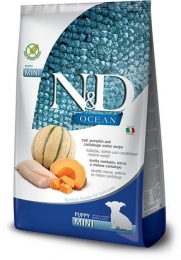 Сухой корм Фарма N&D Grain Free Ocean Cod, Pumpkin & Cantaloupe Melon Puppy Mini Беззерновой для щенков мелких пород, с треской, тыквой и дыней 800 гр. -  Лечебный корм для собак - Nature's Protection   