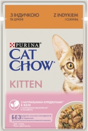 АКЦИЯ Purina Chow Kitten с индейкой и цукини в желе влажный корм для котят 85 г -  Консервы Cat Chow для кошек 