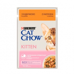 Cat Chow Kitten консерва для котят с индейкой и цуккини, 85 г - Влажный корм для кошек и котов