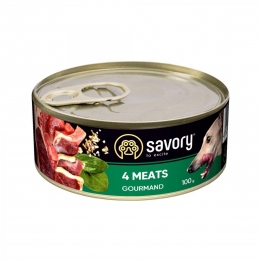 Savory Dog Gourmand Вологий корм для дорослих собак із чотирма видами м'яса -  Консерви для собак Savory   