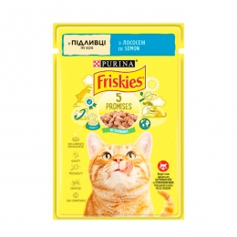 Friskies консерва для котів із лососем у підливці, 85 г -  Вологий корм для котів -   Інгредієнт Лосось  