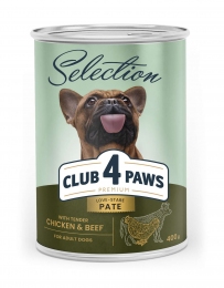 Club 4 Paws Premium Selection Вологий корм для дорослих собак, паштет з індичкою та яловичиною 400 г -  Вологий корм Клуб 4 Лапи для собак 
