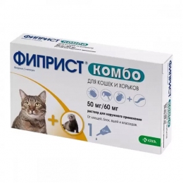 Фіприст Комбо для котів фіпроніл 50мг 3 піпетки KRKA - Краплі від бліх та кліщів для кішок