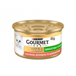 Gourmet Gold шматочки в паштеті з качкою для котів із морквою та шпинатом, 85 г -  Вологий корм для котів -   Інгредієнт Качка  