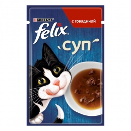 Purina Felix Влажный корм для кошек суп с говядиной 48г -  Влажный корм для котов -   Класс: Эконом  