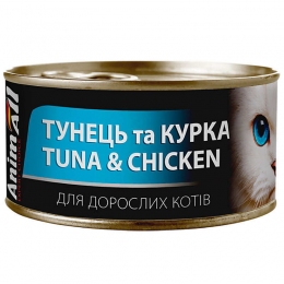AnimAll  с тунцом и курицей влажный корм для взрослых кошек 85 г -  Влажный корм для котов -  Ингредиент: Тунец 