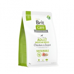 Brit Care Dog sustainable Adult medium корм для собак средних пород с курицей и насекомыми -  Корм Brit Care для собак 