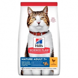 Hills (Хиллс) Feline Mature Adult 7+ Chicken 1.5кг сухой корм для кошек старше 7 лет с курицей -  Корм для выведения шерсти Hills   