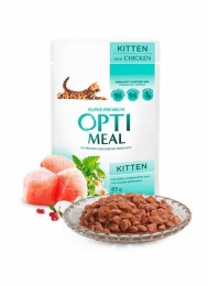 Акция Optimeal Влажный корм для котят с курицей 12шт 85г -  Оptimeal консервы для кошек 
