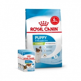 АКЦИЯ Royal Canin X-Small Puppy Набор корма для собак очень миниатюрных пород 2 кг + 4 паучи -  Сухой корм для щенков 