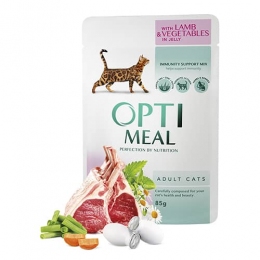 Акция Optimeal Влажный корм для кошек с ягненком и овощами в желе 12шт + 12шт в подарок -  Оptimeal консервы для кошек 