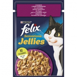 Purina Felix Влажный корм для кошек с уткой и шпинатом в желе 85г  -  Влажный корм для котов Felix     