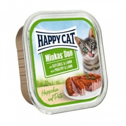 Happy Cat Duo Geflugel&Rind Вологий корм для котів - паштет у соусі з птахом і ягням, 100 г - 