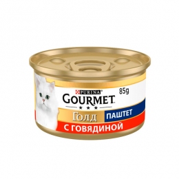Gourmet Gold паштет для кошек с говядиной, 85 г -  Корм для выведения шерсти Gourmet Gold   