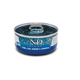Farmina N&D Grain Free Ocean Tuna, Sardine & Shrimp Фармина влажный беззерновой корм для кошек Тунец, Сардина и Креветки 70 гр - Консервы для кошек и котов