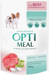 Optimeal Влажный корм для собак с говядиной и клюквой в желе 100г -  Влажный корм для взрослых собак 