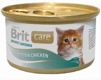 Brit Care Cat консерва для котят с курицей 80г -  Влажный корм для котов -   Возраст: Котята  