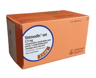 Ветмедин 2,5мг 100 таблеток при сосудистой недостаточности Германия -  Ветпрепараты для собак - Другие     